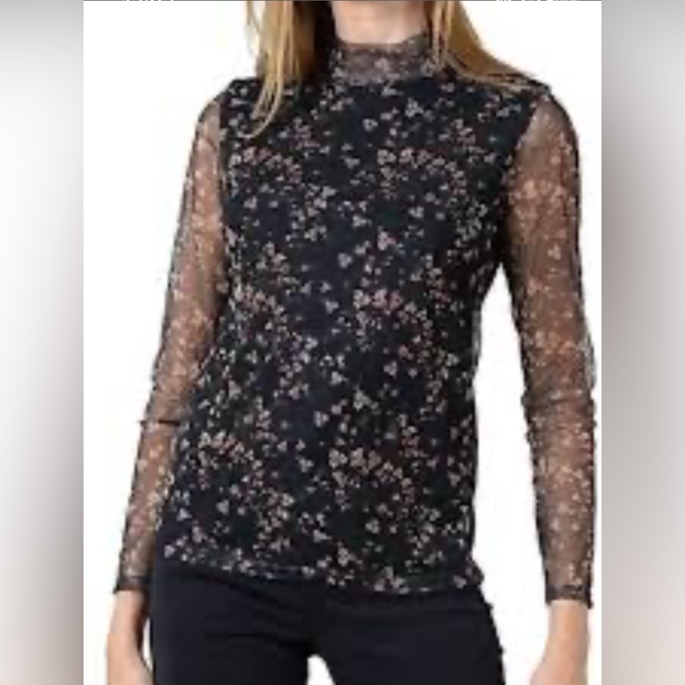 Molly Bracken Floral Fitted Sheer Blouse size Small